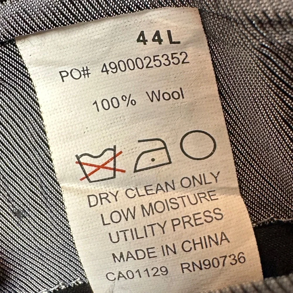 Calvin Klein 2PC Wool Suit Pants Mens 44L 38X30 Black Sport Coat Pleated Formal